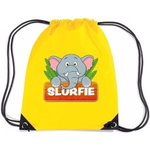 Slurfie de Olifant trekkoord rugzak / gymtas geel voor kinderen