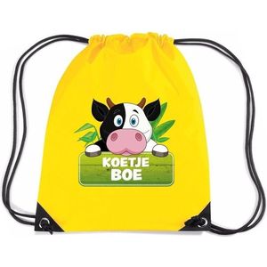 Koetje Boe koeien trekkoord rugzak / gymtas geel voor kinderen