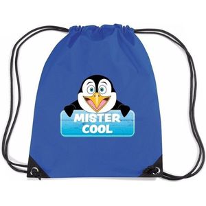 Mister Cool de pinguin rugtas / gymtas blauw voor kinderen - Gymtasje - zwemtasje