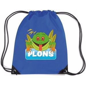 Plons de Kikker rijgkoord rugtas / gymtas - blauw - 11 liter - voor kinderen