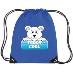 Teddy Cool de ijsbeer rugtas / gymtas blauw voor kinderen - Gymtasje - zwemtasje