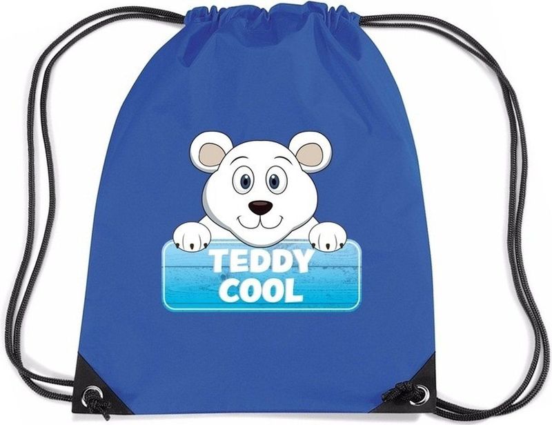 Teddy Cool de ijsbeer rugtas / gymtas blauw voor kinderen