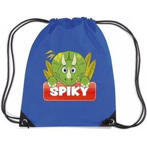 Spiky de dinosaurier trekkoord rugzak / gymtas blauw voor kinderen