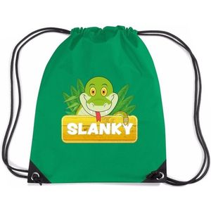 Slanky de Slang rijgkoord rugtas / gymtas - groen - 11 liter - voor kinderen