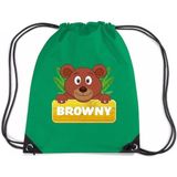 Browny de Beer rijgkoord rugtas / gymtas - groen - 11 liter - voor kinderen