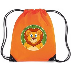 Leeuwen rijgkoord rugtas / gymtas - oranje - 11 liter - voor kinderen