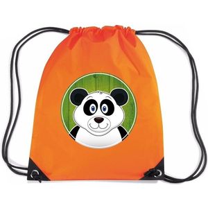 Panda rijgkoord rugtas / gymtas - oranje - 11 liter - voor kinderen