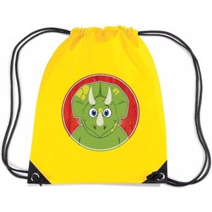 Dinosaurus rijgkoord rugtas / gymtas - geel - 11 liter - voor kinderen