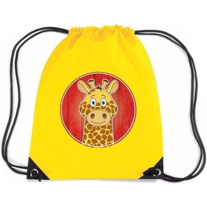 Giraffe rijgkoord rugtas / gymtas - geel - 11 liter - voor kinderen