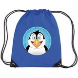 Pinguins rijgkoord rugtas / gymtas - blauw - 11 liter - voor kinderen