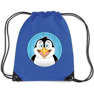 Pinguins rijgkoord rugtas / gymtas - blauw - 11 liter - voor kinderen