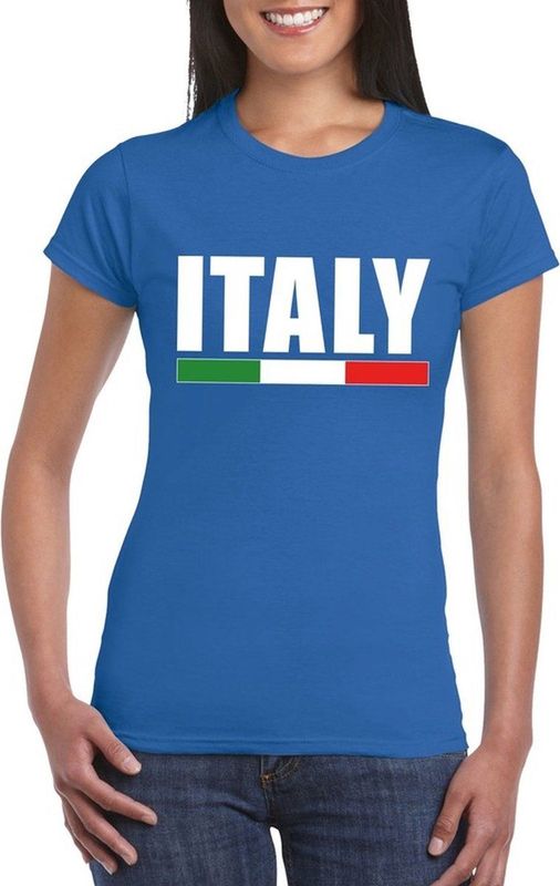 Bellatio Decorations - Italië - Supporter Shirt - Blauw - Dames