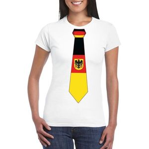 Wit t-shirt met Duitsland vlag stropdas dames