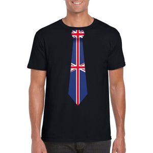 Zwart t-shirt met Engeland vlag stropdas heren - Feestshirts