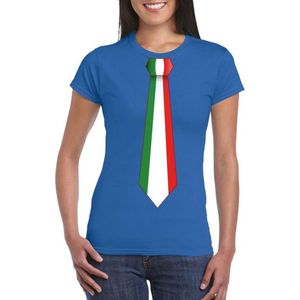 Shirt met Italie stropdas blauw dames