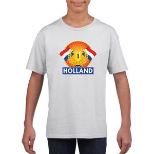 Wit Nederland kampioen t-shirt kinderen - Holland supporter shirt jongens en meisjes 110 116