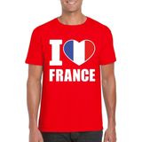 Rood I love France supporter shirt heren - Frankrijk t-shirt heren
