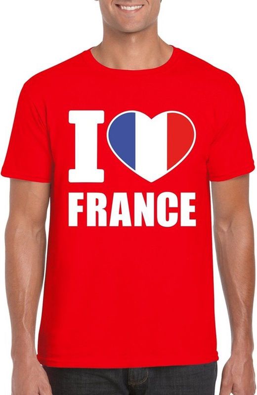 Rood I love France supporter shirt heren - Frankrijk t-shirt heren