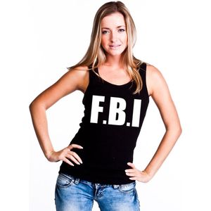 Politie FBI tekst singlet shirt/ tanktop zwart dames S