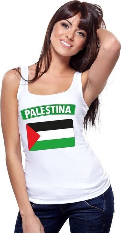 Palestina vlag mouwloos shirt wit dames