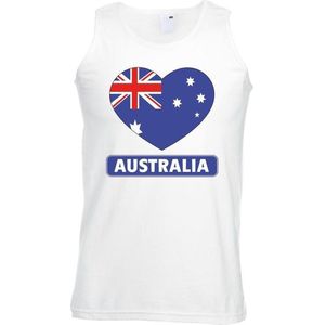 Australie singlet shirt/ tanktop met Australische vlag in hart wit heren