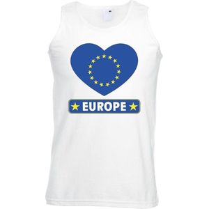 Europa hart vlag singlet shirt/ tanktop wit heren