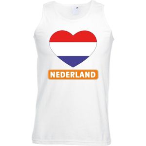 Bellatio Decorations - Singlet Shirt - Wit - Nederland Hart Vlag - Heren