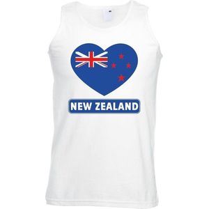 Nieuw zeeland singlet shirt/ tanktop met Nieuw zeelandse vlag in hart wit heren XL