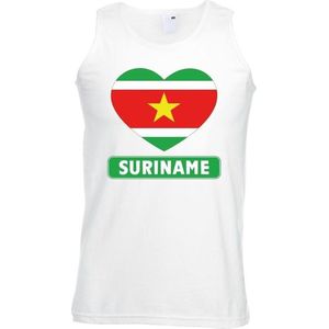 Suriname hart vlag singlet shirt/ tanktop wit heren M