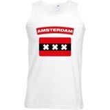 Amsterdam vlag mouwloos shirt wit heren