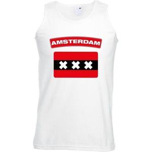 Tanktop wit Amsterdam vlag wit heren - Feestshirts