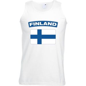 Bellatio Decorations - Singlet Shirt - Wit - Heren - Met Finse Vlag