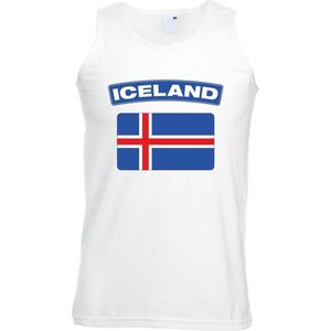 Bellatio Decorations - Singlet - Wit - Ijslandse Vlag