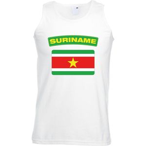 Bellatio Decorations - Singlet Shirt - Wit - Surinaamse Vlag - Heren