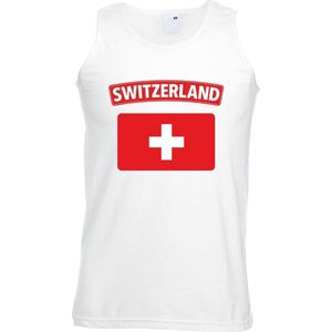 Bellatio Decorations - Singlet Shirt - Wit - Zwitserse Vlag - Heren
