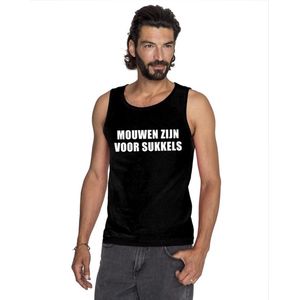 Bellatio Decorations - Tanktop - Zwart - Mouwen zijn voor sukkels tekst