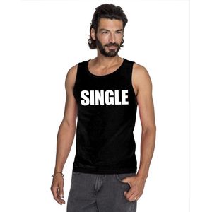 Bellatio Decorations - Single Tekst - Singlet Shirt - Zwart - Heren