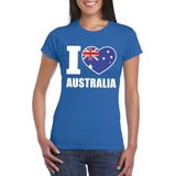 Bellatio Decorations - I love Australie - T-shirt - Blauw - Dames