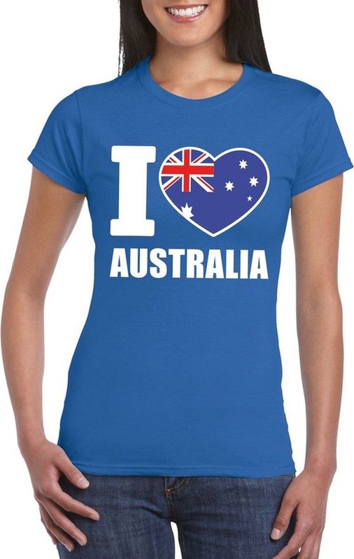Bellatio Decorations - I love Australie - T-shirt - Blauw - Dames