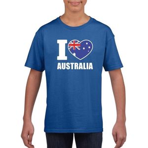 Blauw I love Australie supporter shirt kinderen - Australisch shirt jongens en meisjes 122 128