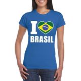 Blauw I love Brazilie supporter shirt dames - Braziliaans t-shirt dames