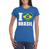 Bellatio Decorations - I love Brazilie - T-shirt - Blauw - Dames