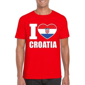 Rood I love Kroatie supporter shirt heren - Kroatisch t-shirt heren