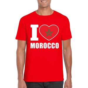 Rood I love Marokko supporter shirt heren - Marokkaans t-shirt heren