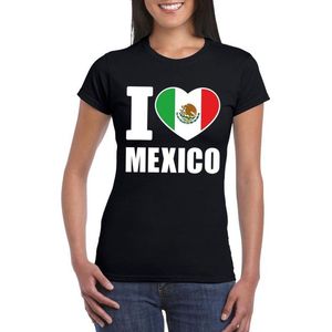 Zwart I love Mexico supporter shirt dames - Mexicaans t-shirt dames L