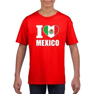 Rood I love Mexico fan shirt kinderen