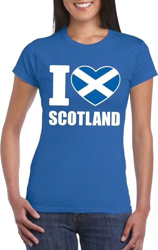 Bellatio Decorations - I Love Schotland - T-shirt - Blauw - Dames
