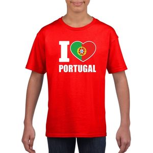 Rood I love Portugal supporter shirt kinderen - Portugees shirt jongens en meisjes 158 164