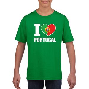 Groen I love Portugal supporter shirt kinderen - Portugees shirt jongens en meisjes 110 116