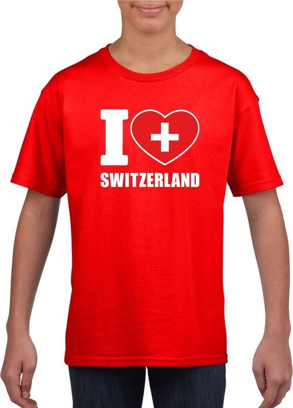 Bellatio Decorations - I Love Zwitserland - T-shirt - Rood - Kinderen